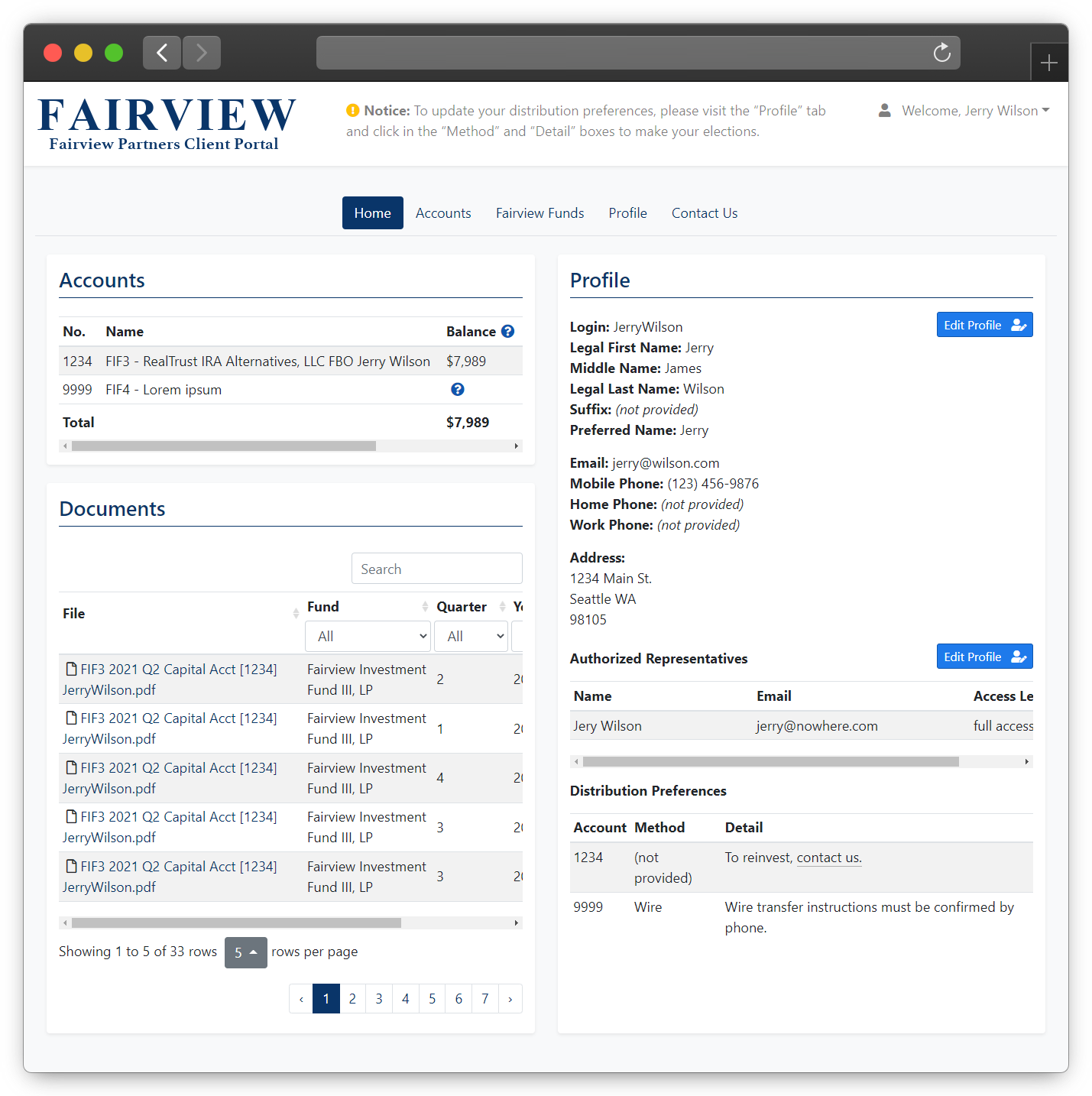 Fairview Partners Portal web site